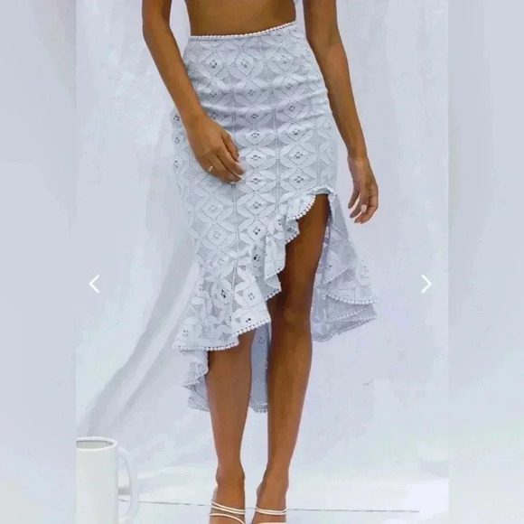 Selfie Leslie NWT Asymmetrical Ruffle Hem MIDI Skirt Two Piece Set Size Medium - Picture 3 of 16
